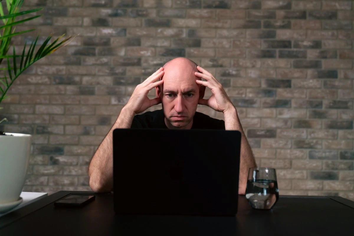 tired and exhausted middle aged man