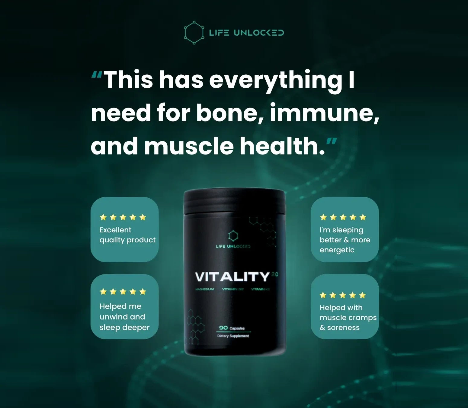 VITALITY 2.0 Magnesium + Vitamin D3 + K2 - LifeUnlocked